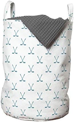 Ambesonne Golf Laundry Bag 13 x 19 Sky Blue and White