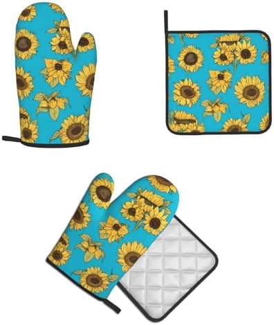 Quopvn Sunflowers Oven Mitts and Pot Holders Set 2pcs