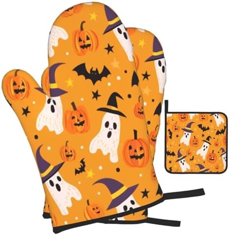 Heat Resistant Oven Mitts Set of 3 with Hat Design