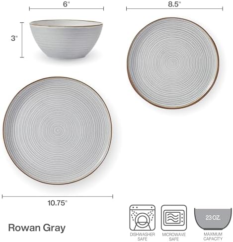 Pfaltzgraff Rowan Gray 12-Piece Dinnerware Set