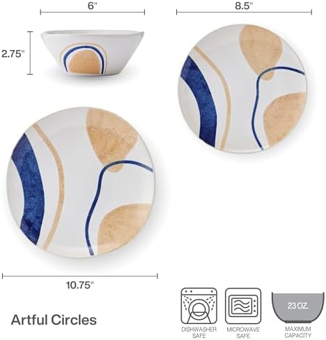 Pfaltzgraff Artful Circles 12-Piece Dinnerware Set