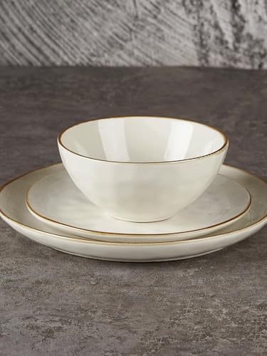 Famiware 12-Piece Dinnerware Set for 4 Vanilla White