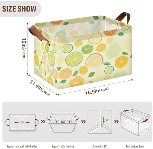YETTASBIN Lemon Storage Basket 32L Collapsible