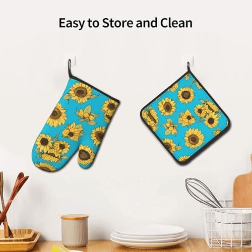 Quopvn Sunflowers Oven Mitts and Pot Holders Set 2pcs
