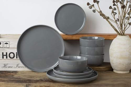 Famiware Milkyway Plates Bowls 18-Piece Dinnerware Set Dark Gray