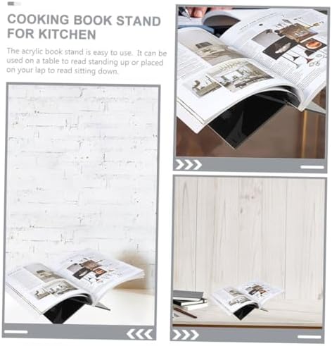 Amosfun Adjustable Cookbook Stand Black Acrylic