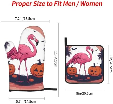 Oven Mitts Set of 4 with Flamingo Print