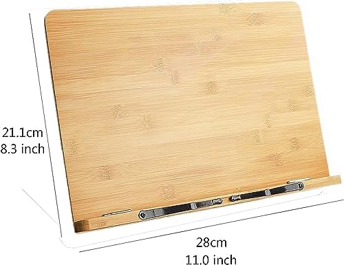 Adjustable Bamboo Cookbook Stand with Page Clip