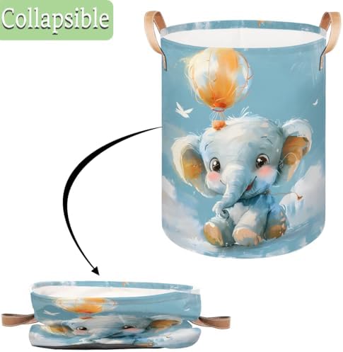 Tiaortas Elephant Balloon Laundry Basket for Kids Collapsible and Lightweight