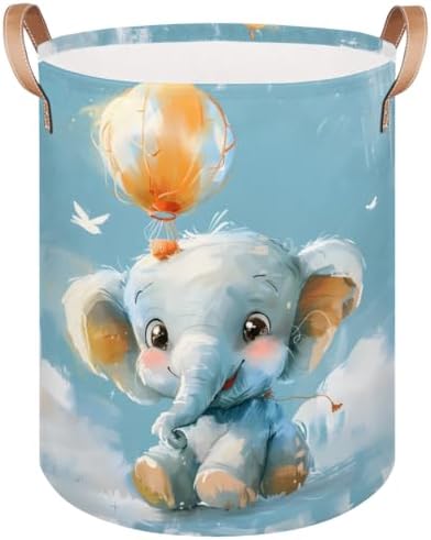 Tiaortas Elephant Balloon Laundry Basket for Kids Collapsible and Lightweight
