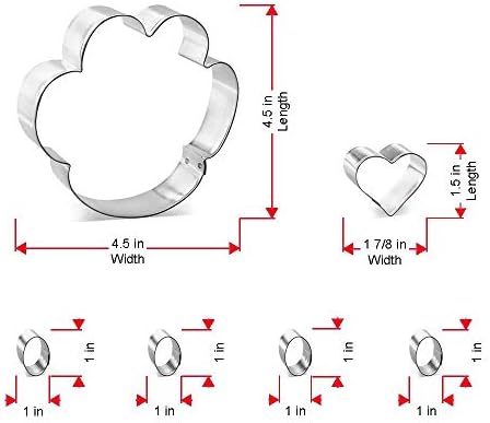 Foose 6-Piece Paw Print Cookie Cutter Set with Recipe Card