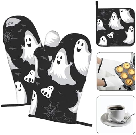 YYHHAOFA Kitchen Baking Set of 3 - Oven Mitts and Pot Holder