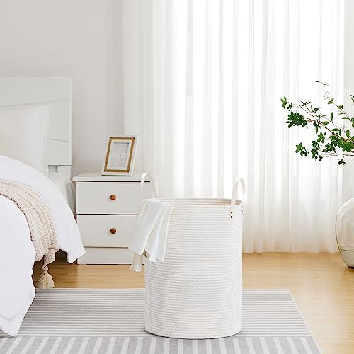 VIPOSCO Tall Laundry Basket 58L White Woven