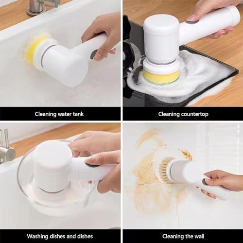 Electric Cleaning Brush with 6 Replaceable Heads