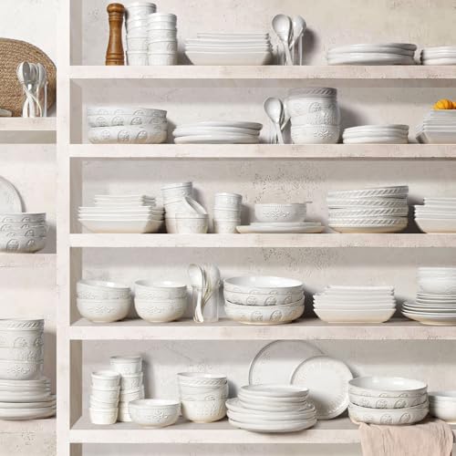 Artena 16-Piece Embossed White Dinnerware Set 1