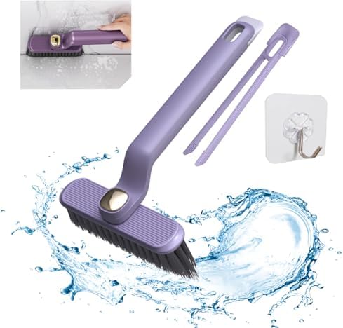 MFROO Crevice Brush with Trash Picker 360-Degree Rotating Hard Bristle
