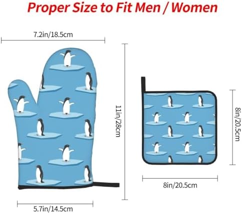 Penguin Oven Mitts Set 3 Piece Heat Resistant Non-Slip Kitchen Gloves 1
