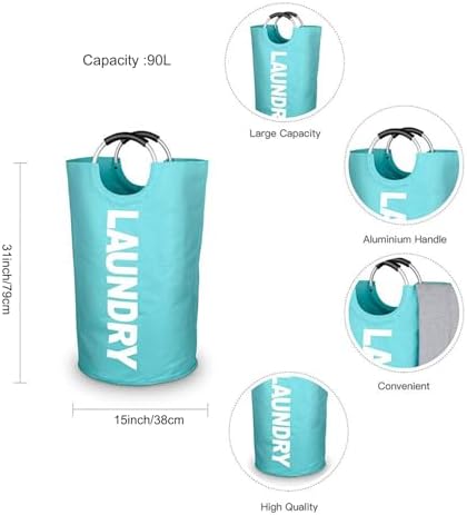 Mziart 90L Collapsible Laundry Hamper with Alloy Handles 1