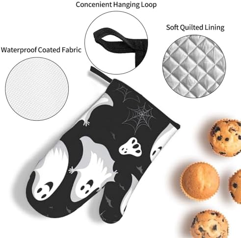 YYHHAOFA Kitchen Baking Set of 3 - Oven Mitts and Pot Holder