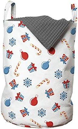 Ambesonne Christmas Laundry Bag - 13x19 Red White Pale Blue 1