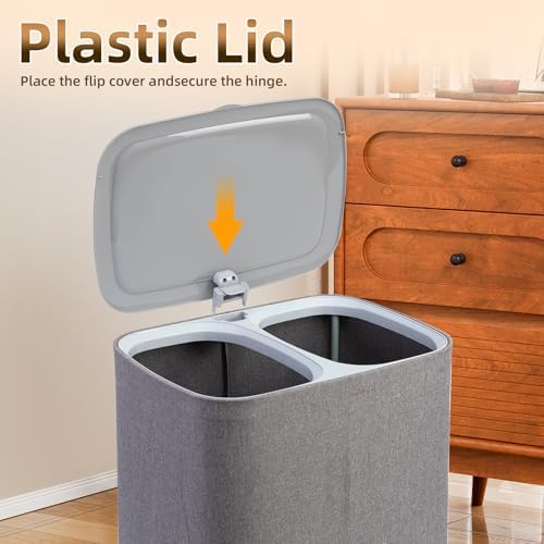 TODAYGO Laundry Hamper with Lid and Wheels 50L 1