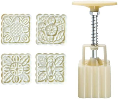 Wooauto 50g 125g Moon Cake Mold Set with Flower Patterns