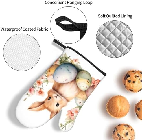 DXTKWL Oven Mitts Set of 3 Heat Resistant Non-Slip Kitchen Gloves