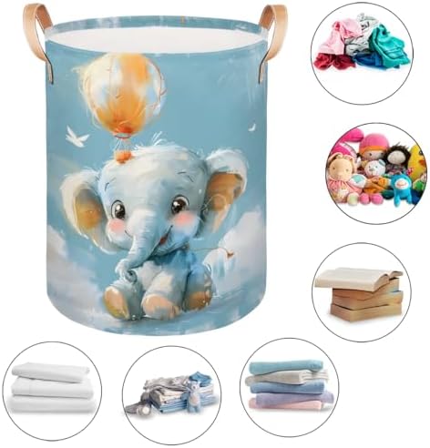 Tiaortas Elephant Balloon Laundry Basket for Kids Collapsible and Lightweight