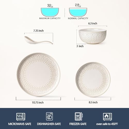 Artena 16-Piece Embossed White Dinnerware Set 1