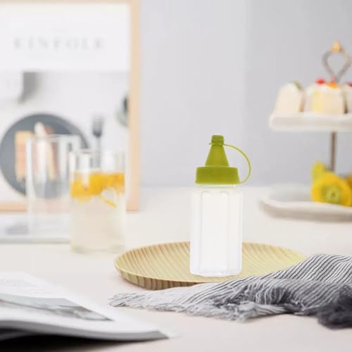 Luxshiny 4PCS Condiment Squeeze Bottles with Green Cap