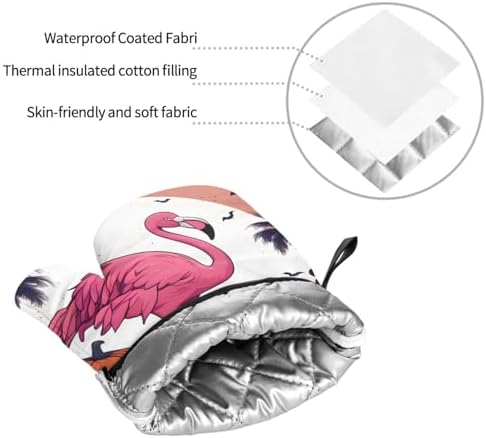 Oven Mitts Set of 4 with Flamingo Print