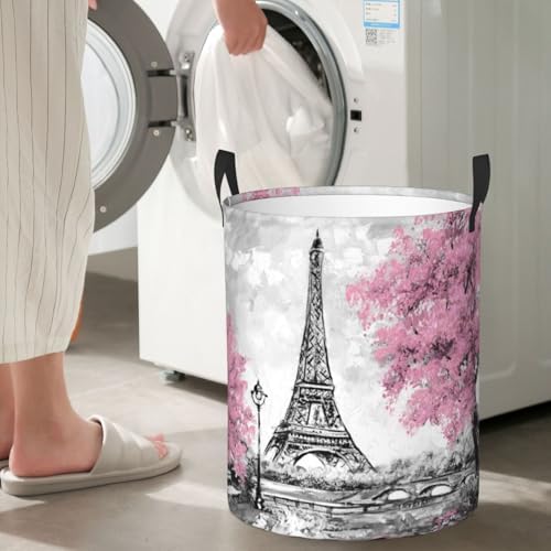 CooBex Large Pink Laundry Basket with Handles