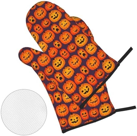 Lukbfall Halloween Funny Pumpkins Oven Mitts 4 Pcs Set