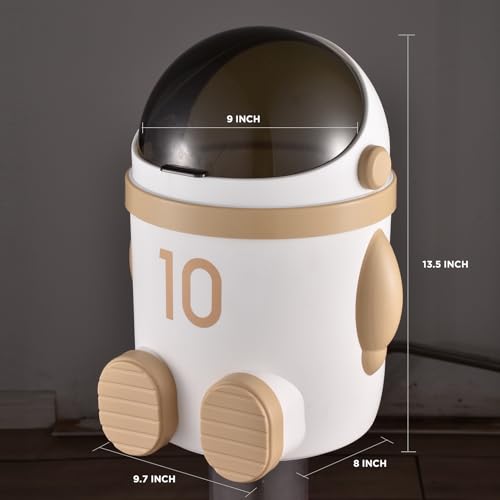URALFA Astronaut Trash Can 12L Khaki with Swing Lid