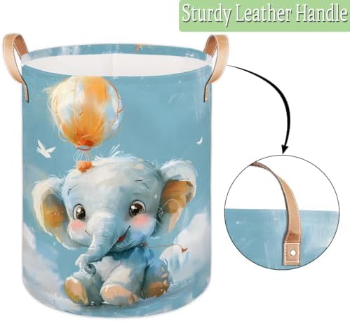 Tiaortas Elephant Balloon Laundry Basket for Kids Collapsible and Lightweight