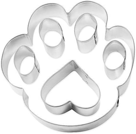 Foose 6-Piece Paw Print Cookie Cutter Set with Recipe Card