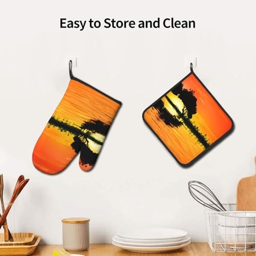 Quopvn Lake Guitar Reflection Oven Mitts and Pot Holders 2pcs Set