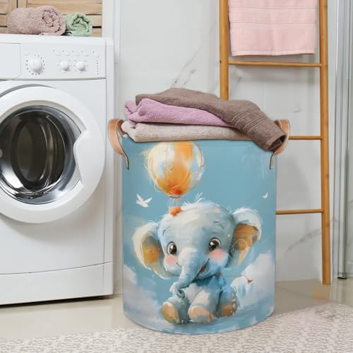 Tiaortas Elephant Balloon Laundry Basket for Kids Collapsible and Lightweight