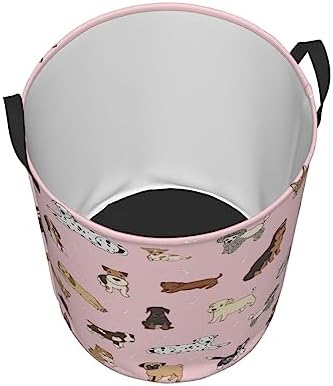 Gbuzozie Cute Dogs Pink Laundry Hamper Storage Basket with Handles 38L