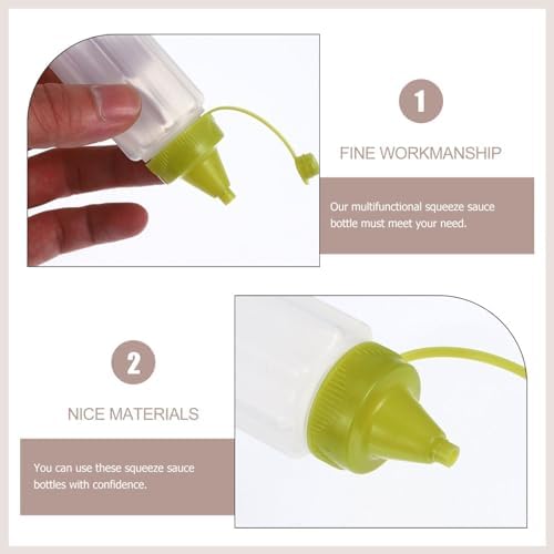 Luxshiny 4PCS Condiment Squeeze Bottles with Green Cap