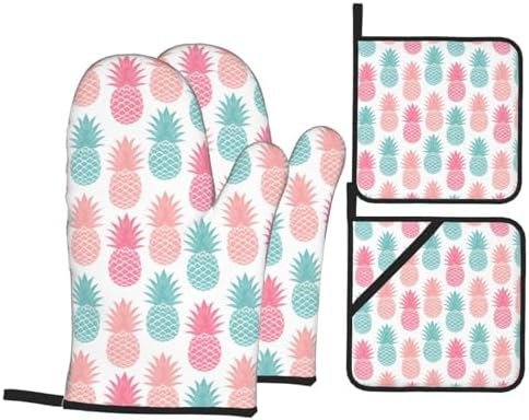 Pineapple Oven Mitts 4 Pcs Set for Kitchen Cooking