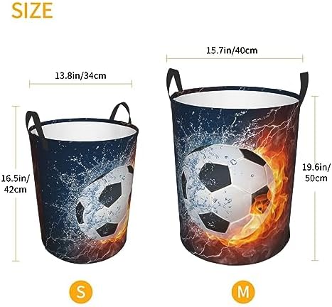 Gbuzozie Soccer Ball Laundry Hamper with Fire Water Design