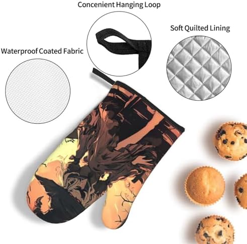 Halloween Horror Print Oven Mitts 3-Piece Set