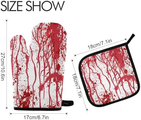 QUGRL Custom Halloween Blood Oven Mitt Set