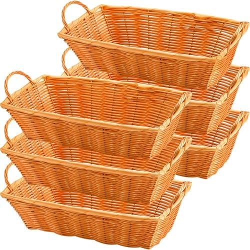 Yesland 6 Pcs Poly Wicker Bread Baskets with Handle