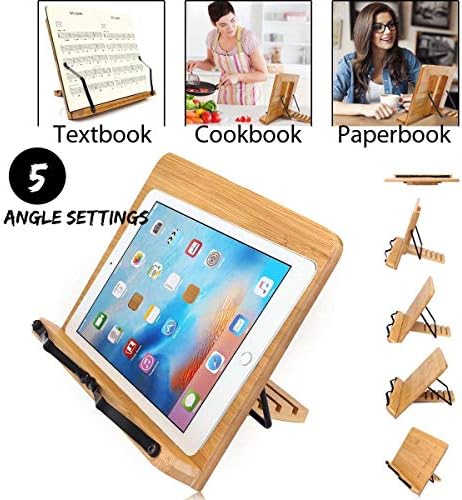 Adjustable Wood Cookbook Stand for Reading and Cooking