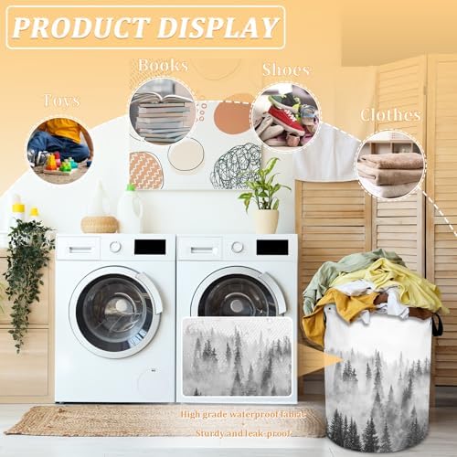 Misty Foggy Mountain Laundry Basket - Foldable Waterproof Oxford