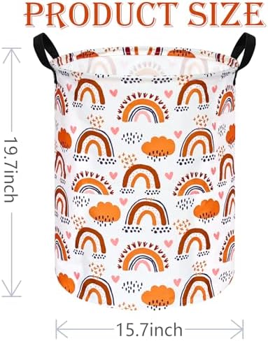 197 Inch Rainbow Round Laundry Basket with Handles