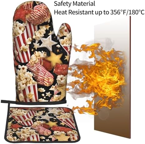 Quopvn Popcorn Print Oven Mitts and Pot Holders 2pcs Set
