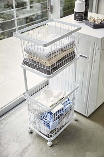 Yamazaki Home Steel Cart for Tower Laundry Basket Wagon White